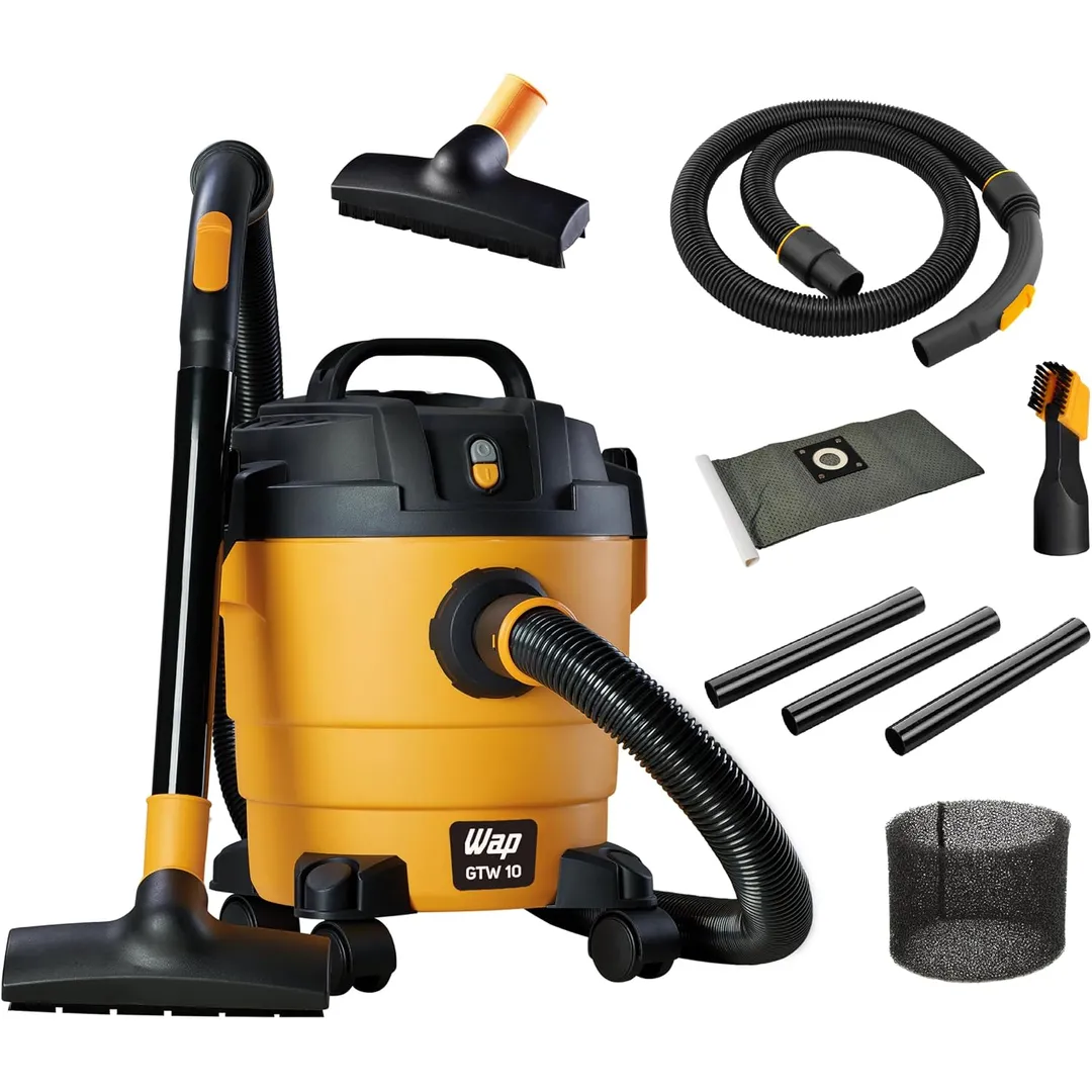 WAP Aspirador de Pó e Água GTW 10, Compacto, 10 Litros, com Mangueira de 1,5 Metros, Filtro Lavável, 140mbar 1400W 220V