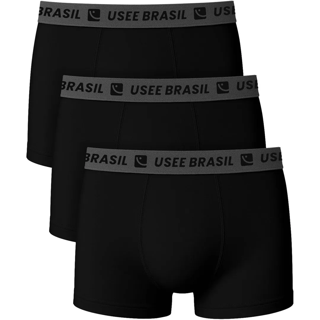 Kit com 3 Cuecas Boxer Algodão Masculina Usee Brasil Premium