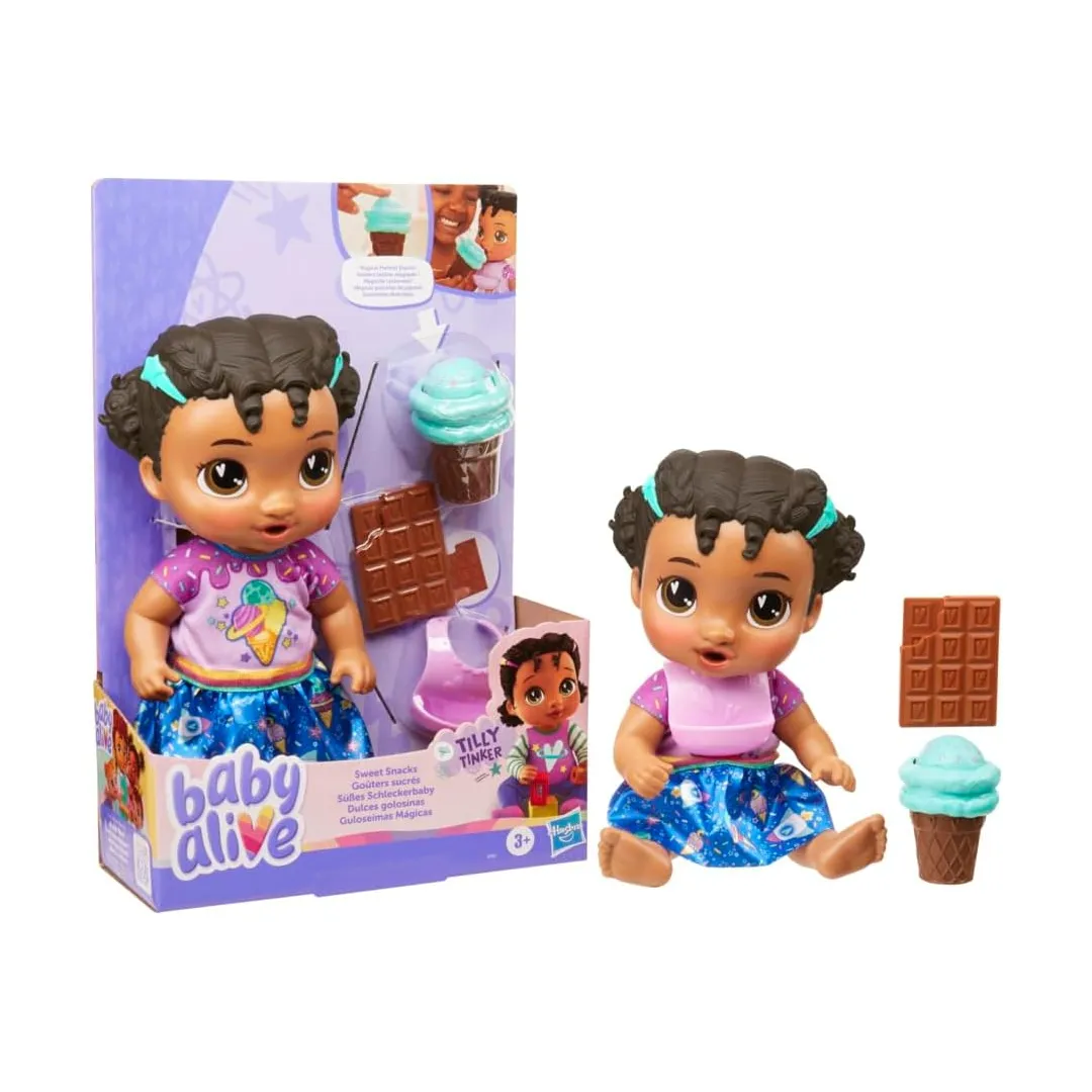 Baby Alive Sweet Snacks Tilly Tinker, Boneca Interativa com Acessorios