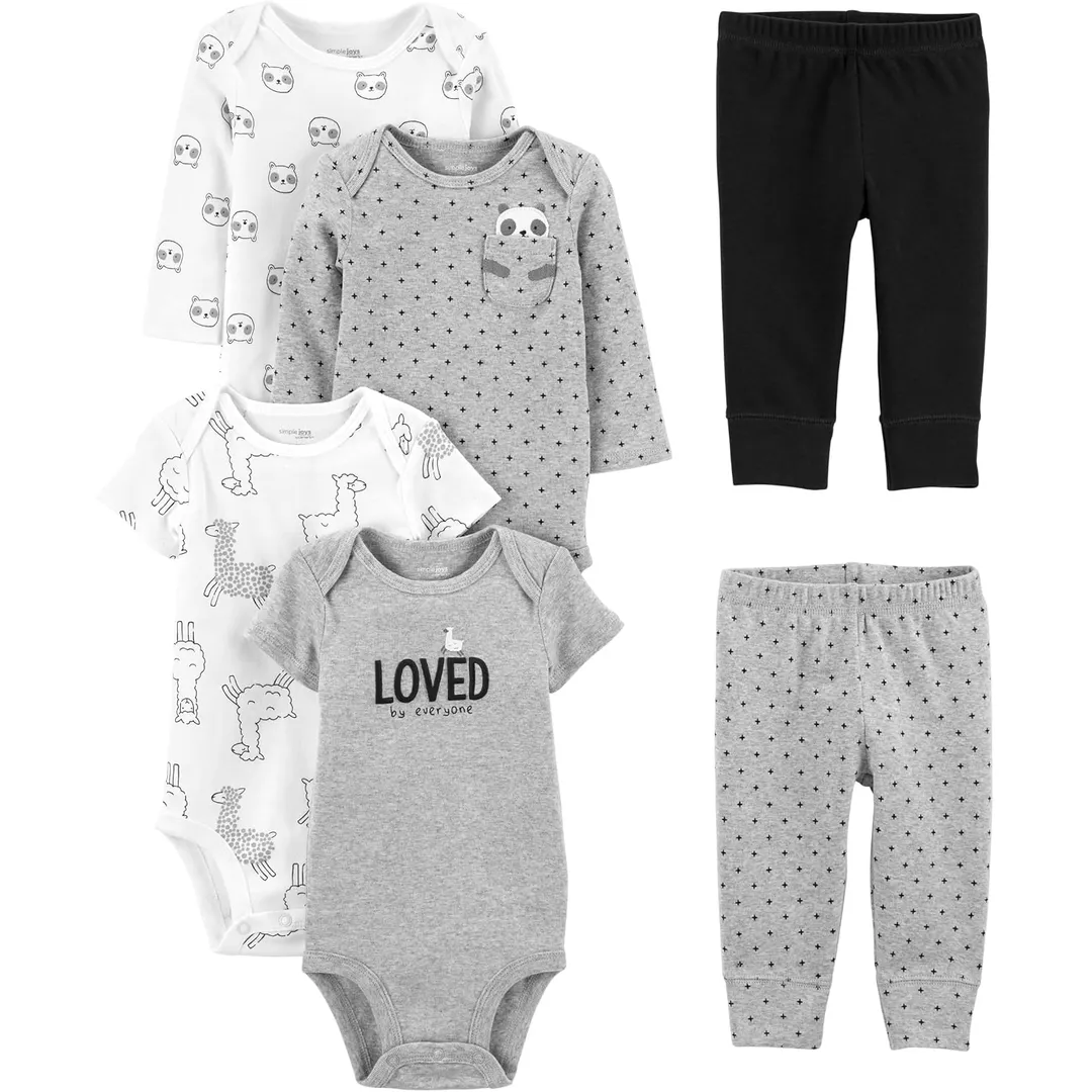 Simple Joys by Carter's Conjunto de 6 peças para bebês meninos (manga curta e comprida) e calça
