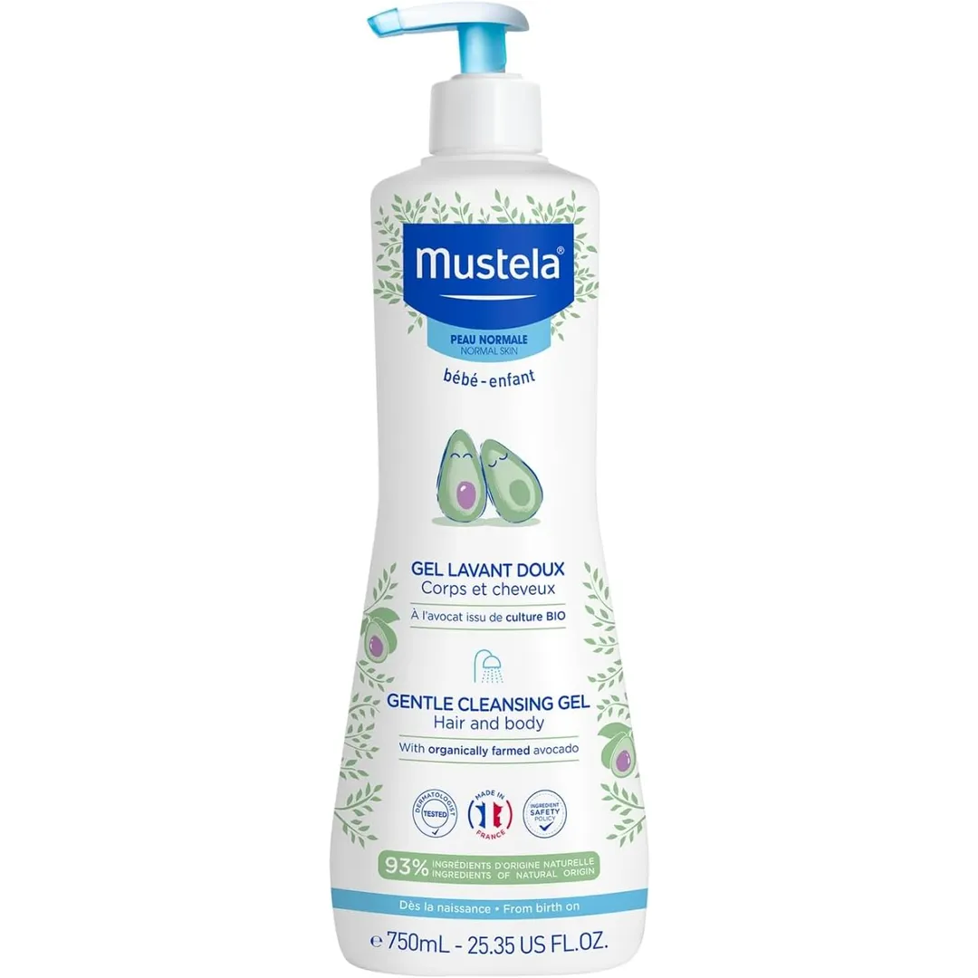 Mustela Gel Lavante Suave 750ml - Sabonete Líquido Corpo e Cabelo Infantil - 93% de Ingredientes de Origem Natural - Seguro Desde o Nascimento