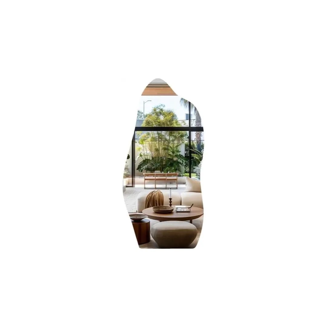 Espelho Orgânico Grande Com Borda em Couro 100x50 Corpo Inteiro Decorativo, Espelho Decorativo Moderno e Elegante, Ideal para Quarto, Sala(70X30 SEM MOLDURA)