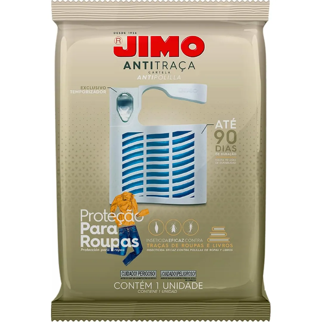 Jimo Anti-Traça Cartela 1 Unidade Inseticida Sem Cheiro Proteção para Roupas Livros Gavetas Armários Closets