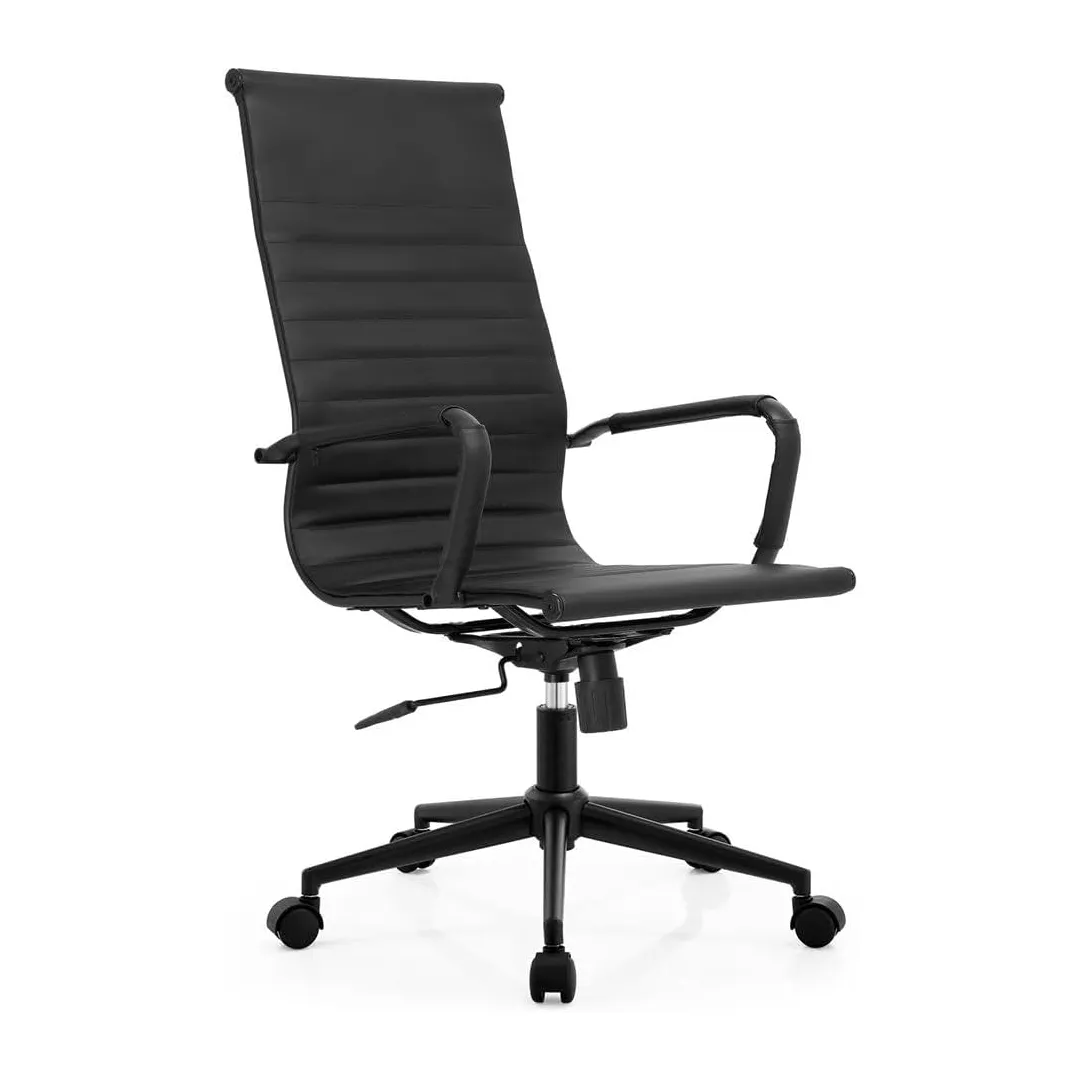 Cadeira De Escritório Presidente Ergonômica Moob Berlim Esteirinha Charles Eames Giratória Preta