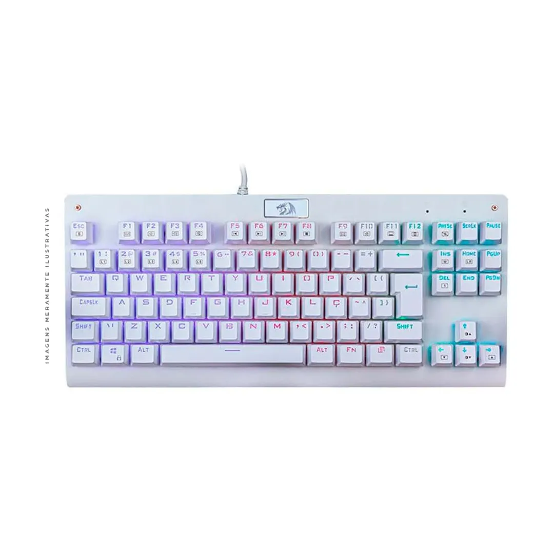 Teclado Mecânico Gamer Redragon Dark Avenger Lunar White TKL ABNT2 Switch Vermelho RGB K568W-RGB