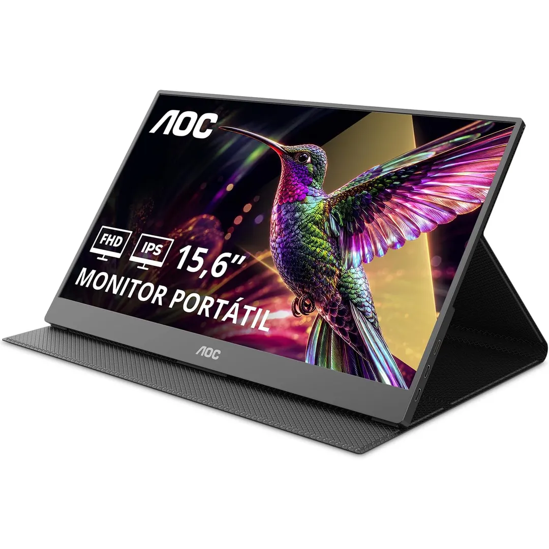 Monitor Portátil AOC 15.6" FHD IPS USB-C Capa Magnética Alto-falantes 16T20E2