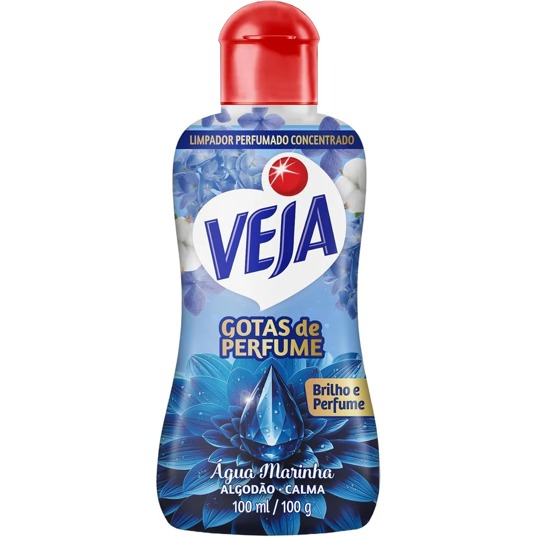 Veja Gotas de Perfume Água Marinha Algodão Limpador Perfumado Concentrado 100 ml