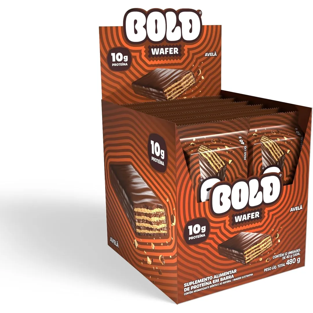 BOLD Wafer Proteico 40g 10g Proteína Snack Avelã